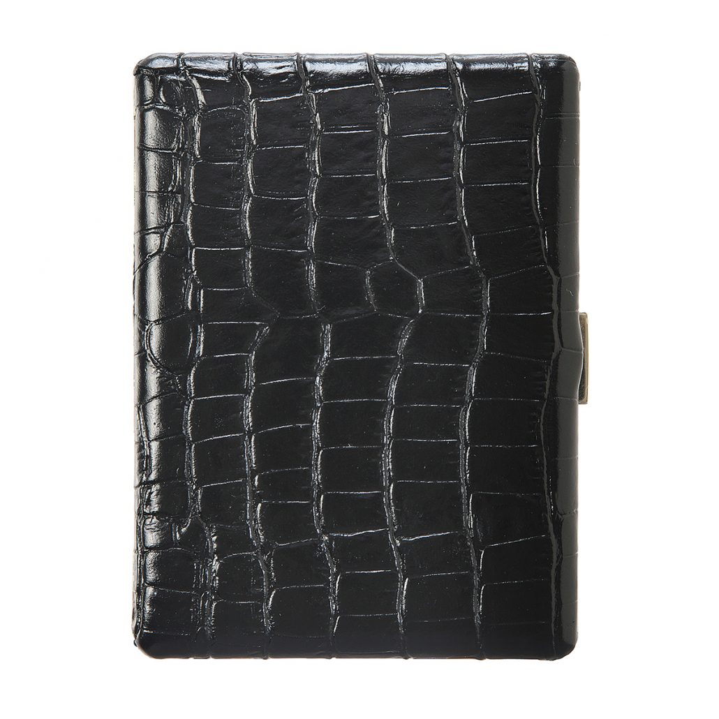 Tsubota Pearl Cosmos Croco Cigarette Case - Black - Image 2