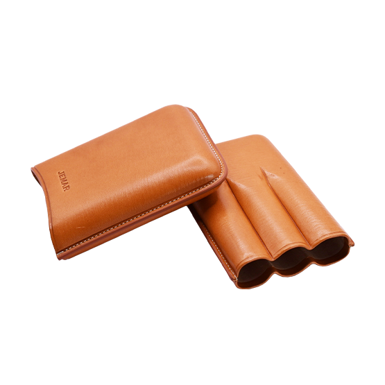Jemar Natural Leather Cigar Case - 3 Robusto - Image 2