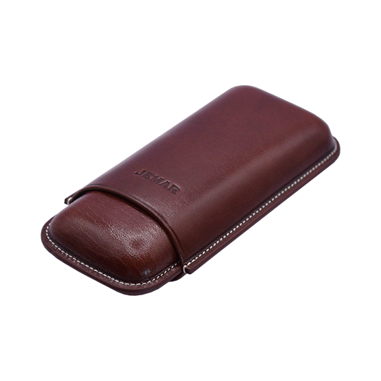 Jemar Brown Leather Cigar Case - 2 Robusto