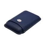 Jemar Blue with Metal Badge Leather Cigar Case - 3 Robusto