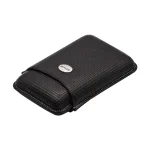 Jemar Black with Metal Badge Leather Cigar Case - 3 Robusto