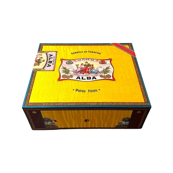 Elie Bleu Alba Gold Yellow Sycamore Humidor – 75 Cigar Capacity