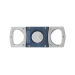 Elie Bleu Double Blade Cigar Cutter - Stainless Steel Blue Grid