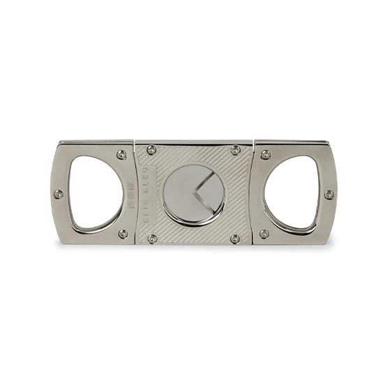 Elie Bleu Double Blade Cigar Cutter -  Stainless Steel Polished/Diagonal Lines