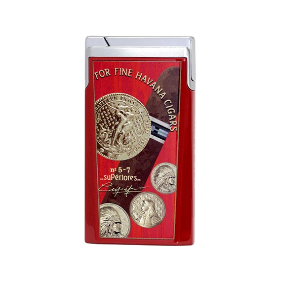 Elie Bleu Single Jet Flame Lighter ''Medals'' - Red
