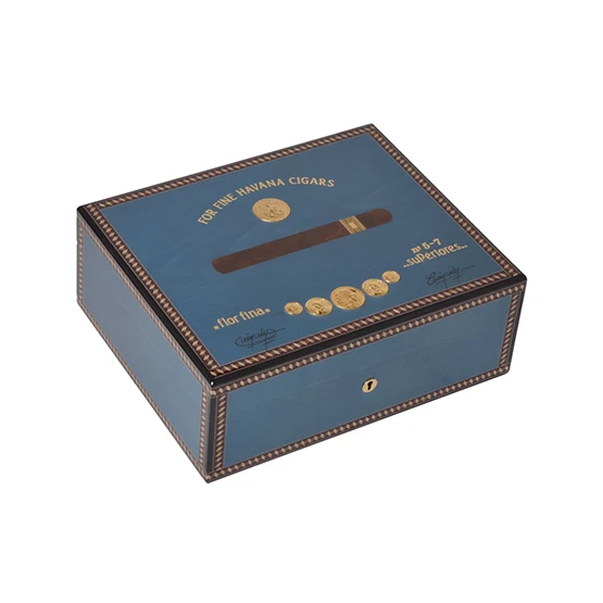 Elie Bleu Medals Blue Sycamore Humidor – 75 Cigar Capacity
