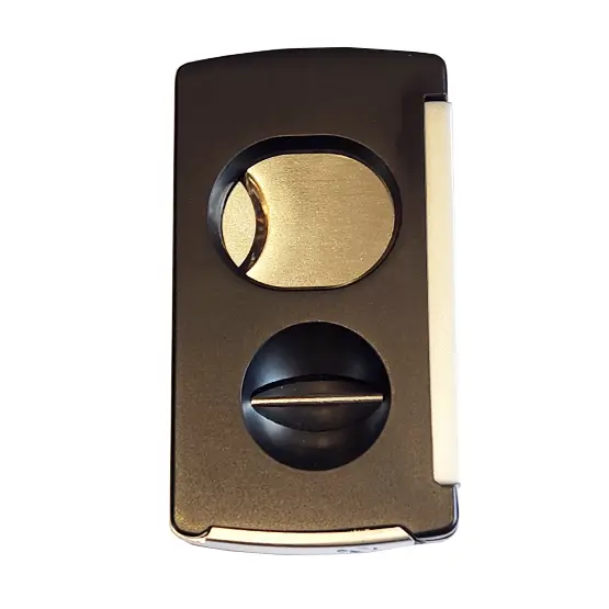 BLD 3-in-1 Double Cigar Cutter V-Cut and Punch - Black/Chrome