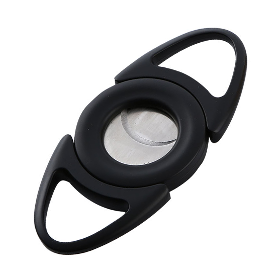 BLD Double Double Blades Finger Round Cigar Cutter - Black