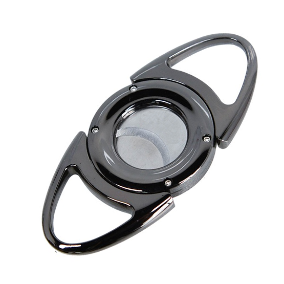 BLD Double Double Blades Finger Round Cigar Cutter - Gunmetal