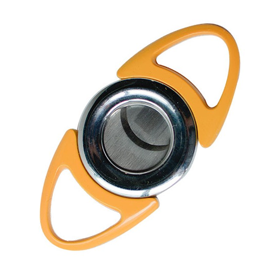 BLD Double Double Blades Finger Round Cigar Cutter - Yellow/Chrome