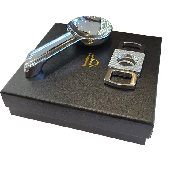 BLD Cigar Ashtray and Cigar Cutter Set - Polished Chrome - Image 2