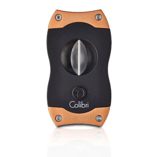 Colibri V-Cut Cigar Cutter - Black & Brushed Rose Gold