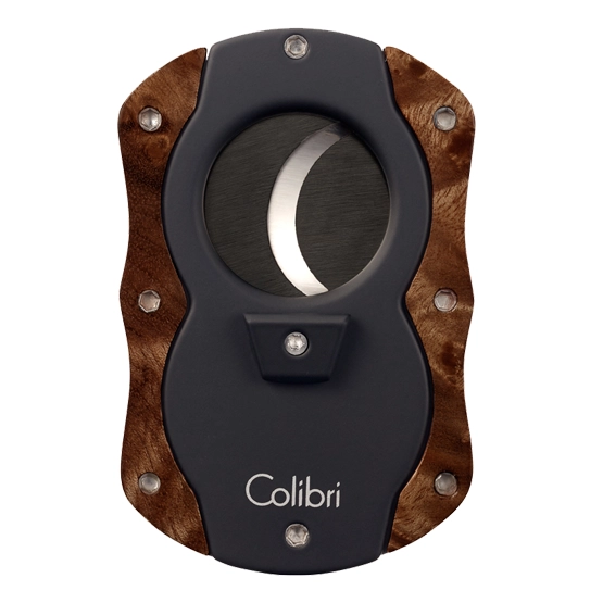 Colibri Cut Wood Cigar Cutter - Black & Dark Burl