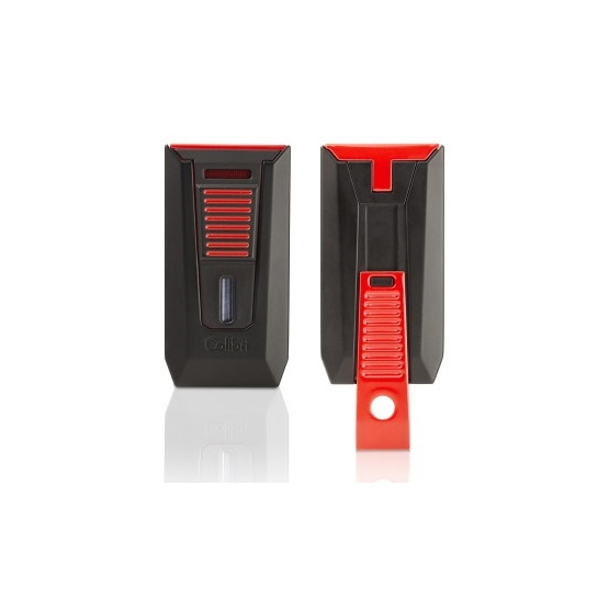 Colibri Slide Double Jet Flame Cigar Lighter - Black & Red