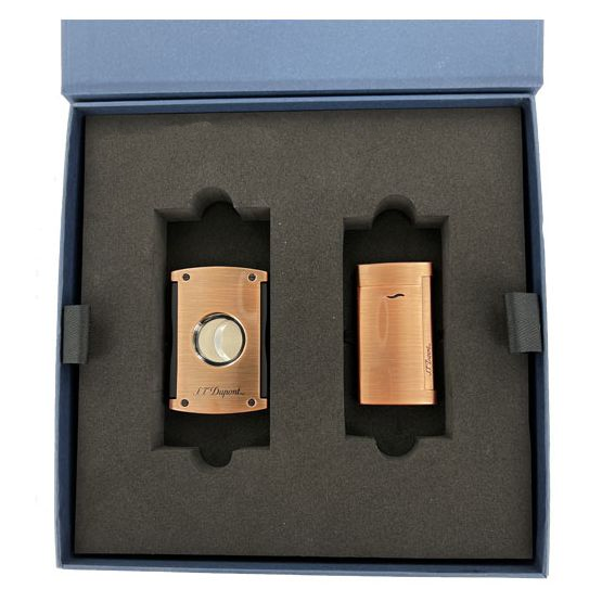 S.T. Dupont Brushed Copper Slim 7 Lighter & Maxijet Cigar Cutter Gift Set - Image 3