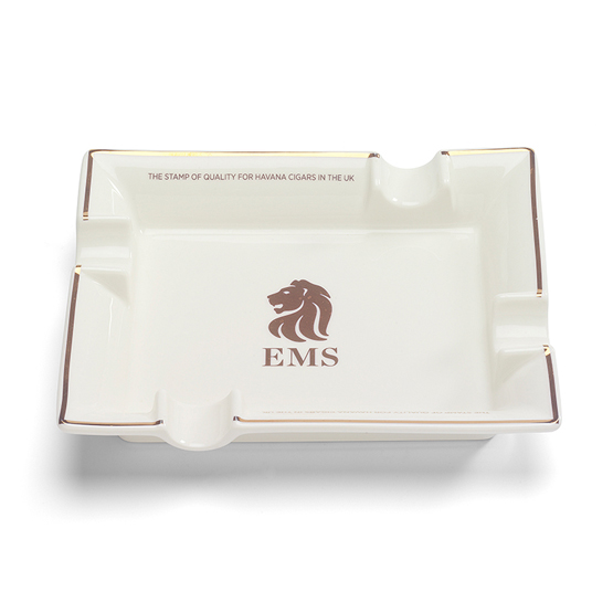 EMS White Ceramic Cigar Ashtray