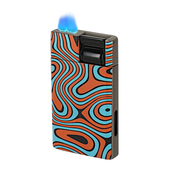 Vector Bishop Flat Flame Lighter - Orange Turquoise Wave