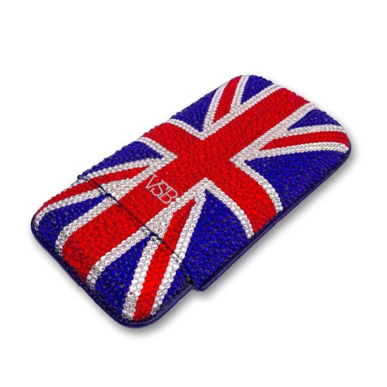 VSB Swarovski Crystal Union Jack Cigar Case - 3 Robusto - Image 2
