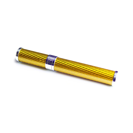 VSB Carbon Fibre Cigar Tube - Gloss Gold & Stainless Steel