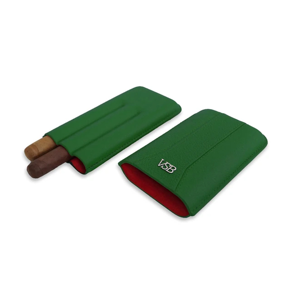 VSB Green Leather Cigar Case - 3 Robusto - Image 2