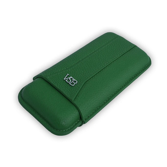 VSB Green Leather Cigar Case - 3 Robusto