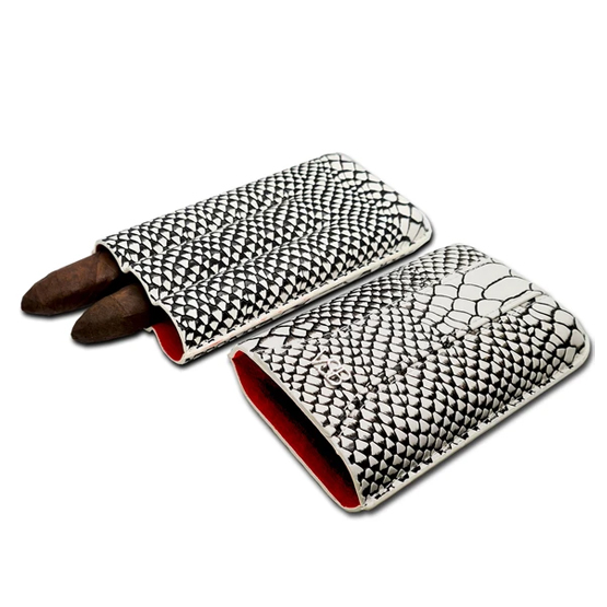 VSB Snake Skin Leather Cigar Case - 3 Robusto - Image 3