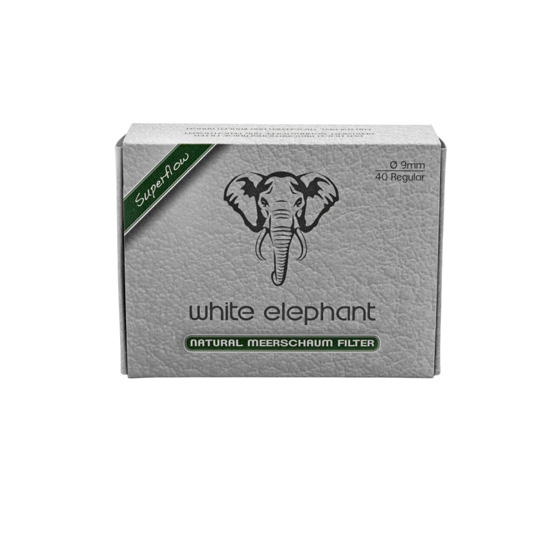 White Elephant 40 Natural Meerschaum Pipe Filters 9mm - Single Pack