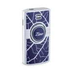 Zino Graphic Leaf Single Jet Flame Cigar Lighter - Blue