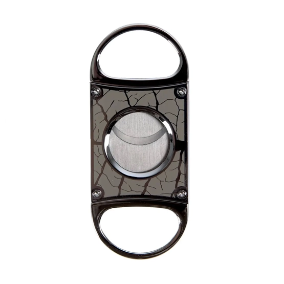 Zino Graphic Leaf Double Blade Cigar Cutter - Grey - Image 2