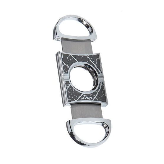 Zino Graphic Leaf Double Blade Cigar Cutter - Grey