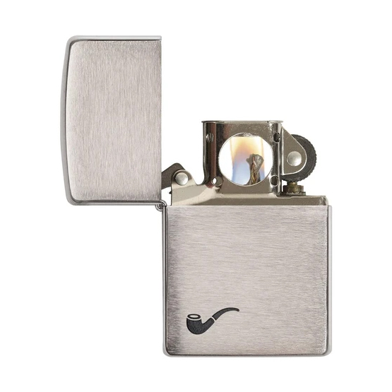 Zippo Brushed Chrome Finish Pipe Soft Flame Lighter - Image 2